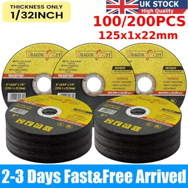 200PCS 125 mm ULTRA THIN 1mm METAL CUTTING BLADE DISC FOR STEEL STAINLESS ANGLE