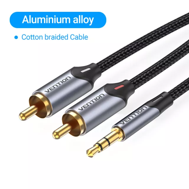 3.5mm to 2 Male RCA Adapter Audio Stereo Adapter Cable Nylon Braided AUX Y