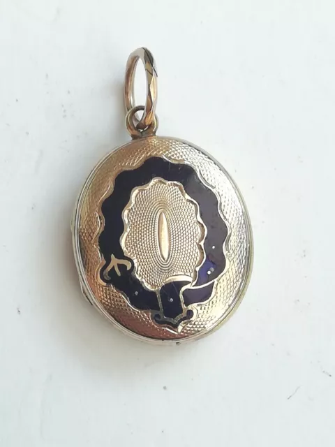 Superb Victorian 15ct Gold Enamelled Mourning Locket Pendant Antique Jewellery