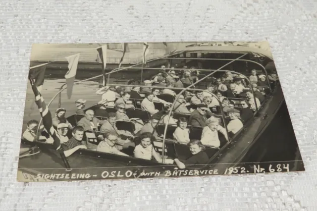 Vintage Postcard R/P Plain Back Oslo Norway Sightseeing Batservice No 684 1952