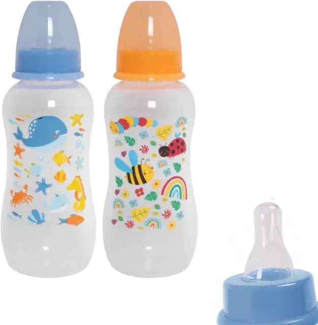 Paquete de 2 biberones de leche y agua para bebés, fácil agarre y té de silicona suave de flujo medio