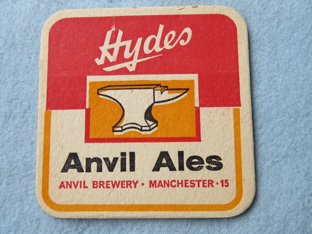 Vintage Beer Brewery Coaster ~ HYDES Anvil Brewery Ales ~ Manchester, England UK