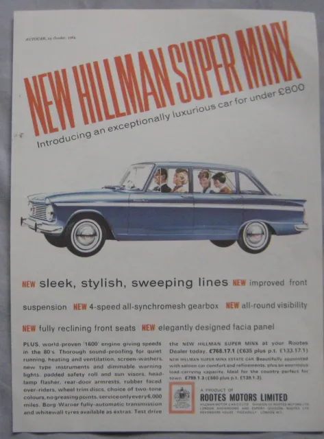 1964 Hillman Super Minx Original advert No.2