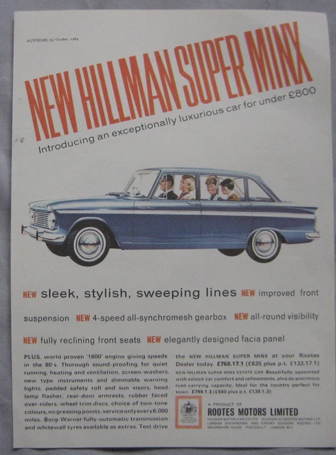 1964 Hillman Super Minx Original advert No.2