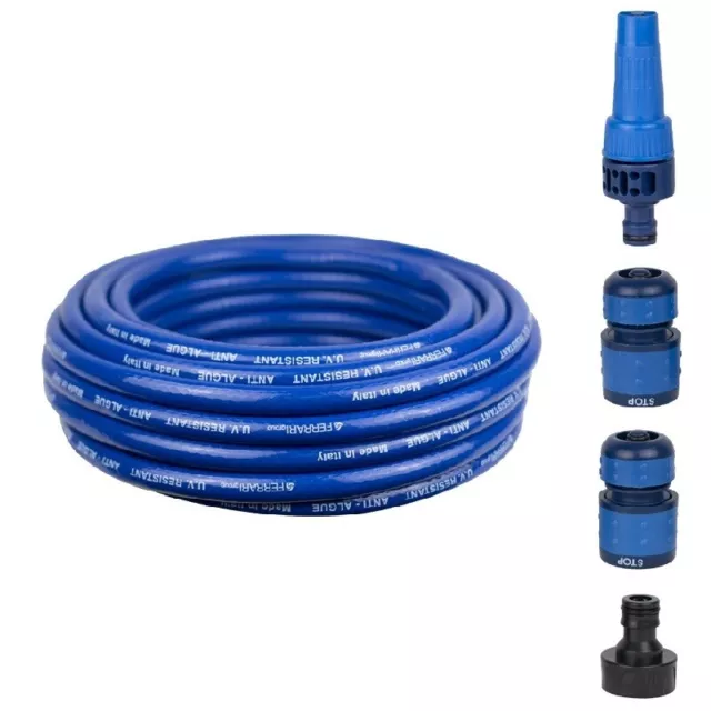 Tubo Acqua Giardino 1/2 + Raccordi 15 mt Pompa Lancia Getto variabile BLU