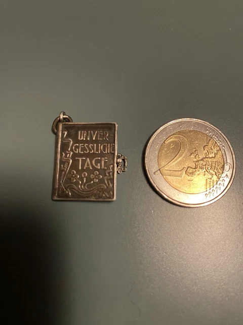 Pendentif Ancien Argent Massif 925 Filigrane - Forme Boîte Livre - Occasion Bon état Général