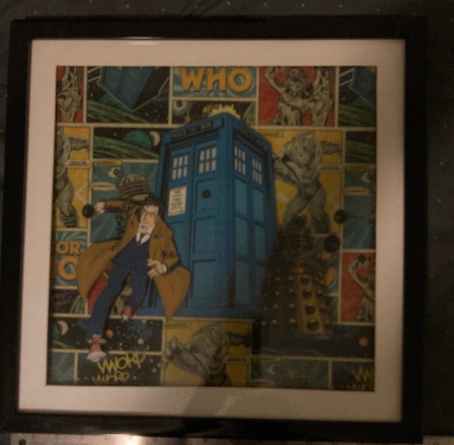 BBC Doctor Who David Tennant Lighted Framed Art 16" Square. Tardis Lights Up.