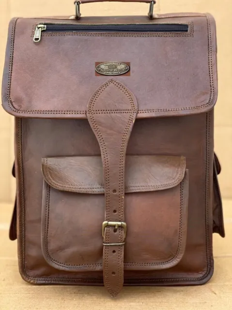 Nuova borsa da viaggio per laptop con zaino alto in vera pelle da uomo...