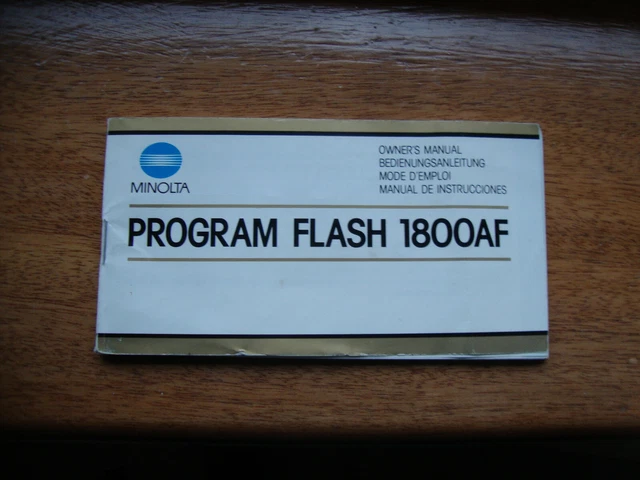 Minolta Flash Manual Booklett Model 1800Af