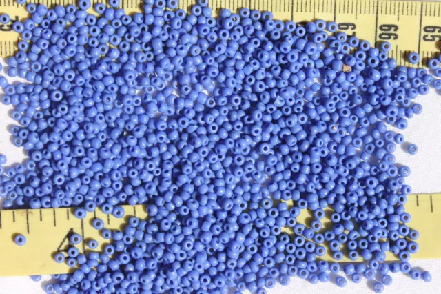 9/0 Vintage French Glass  Opaque Periwinkle Blue # 2 Seed Beads Crafts 1oz