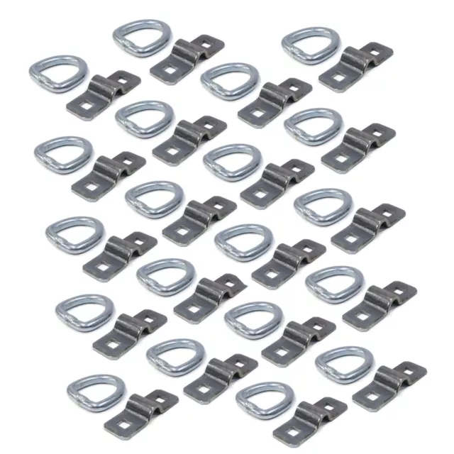 20-Pack  3/8" Steel D Ring Rope Tie Downs for Trailer Flatbed Truck Anchor Cargo