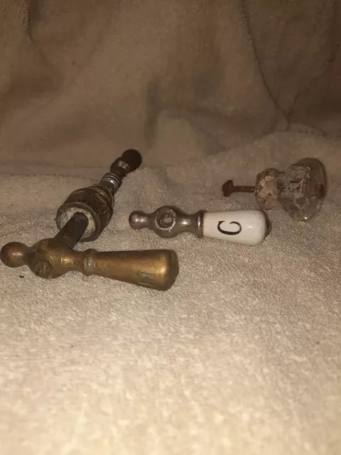 Vintage lot Porcelain brass Handle glass Sink Tub Bathroom Faucet Knob Hot Cold