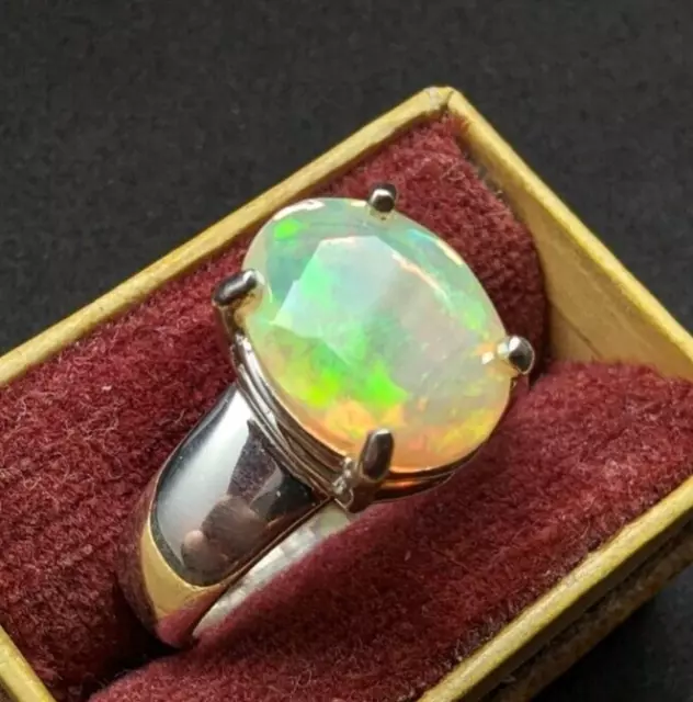 Ring Sterling Silber 925 facettierter natürlicher Opal RG 53