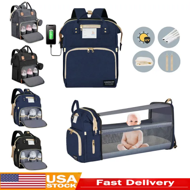 Baby Diaper Nappy Changing Backpack Set Mummy Multi-Function Large Travel Bag US