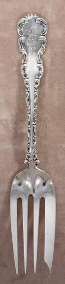 Antique Sterling Silver Whiting Louis XV 1891 Serving Fork 7 1/2"