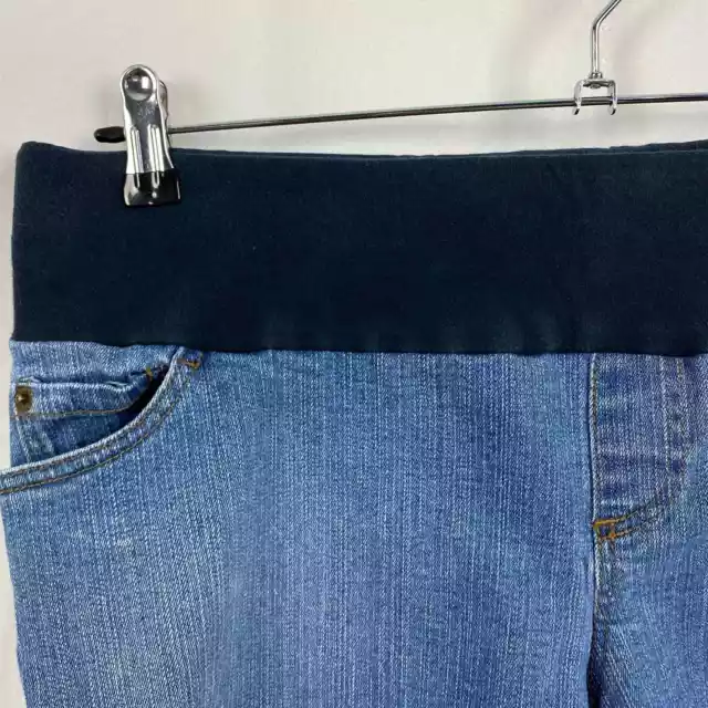 Pantalones cortos de mezclilla azul maternidad para maternidad talla GRANDE cómoda cintura pull on 3