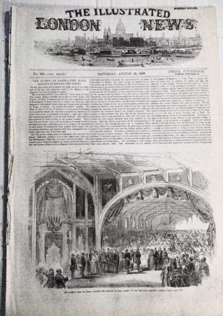 Queen Victoria's historic visit to Paris - Illustrated London News 1855 original