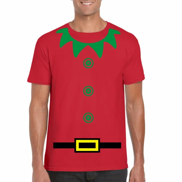 T-shirt uomo natalizia Funny Elf novità t-shirt. Costumi elfo rosso per feste