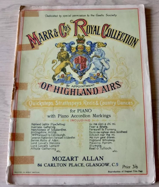 Marr & CO'S Royal Collection Piano & Accordéon Feuille Musique Book (1930s)