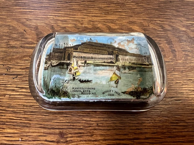 1893 COLUMBIAN WORLDS FAIR Manufactures Liberal Arts Building Paperweight Glass