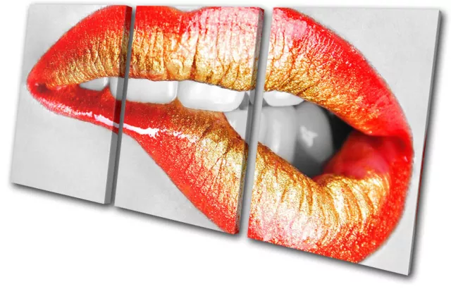 Biting Lips Erotic Sexy Sensual Fashion TREBLE CANVAS WALL ART Picture Print