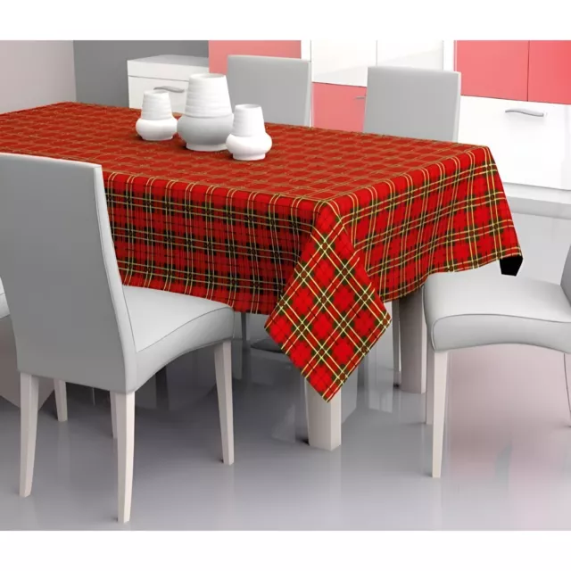 Tovaglia Tavola Cucina Natalizio Tartan Scozzese 6 12 Posti Cotone Rettangolare