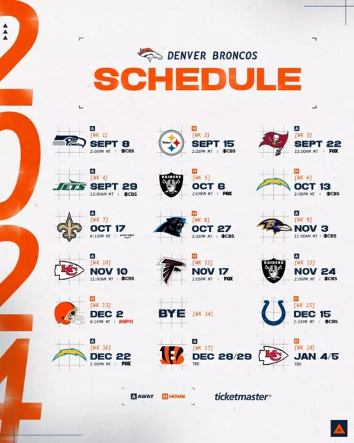 Denver Broncos Schedule 2024 Loree Ranique