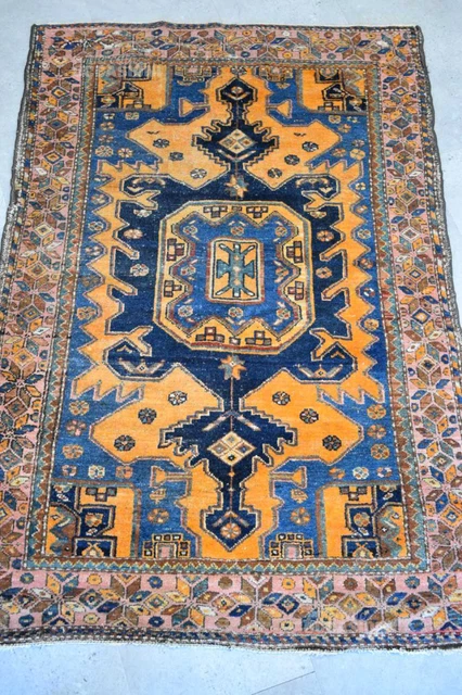 Alfombra Naranja Azul Tablero Rosa Fantasía Geométrico 100x140cm