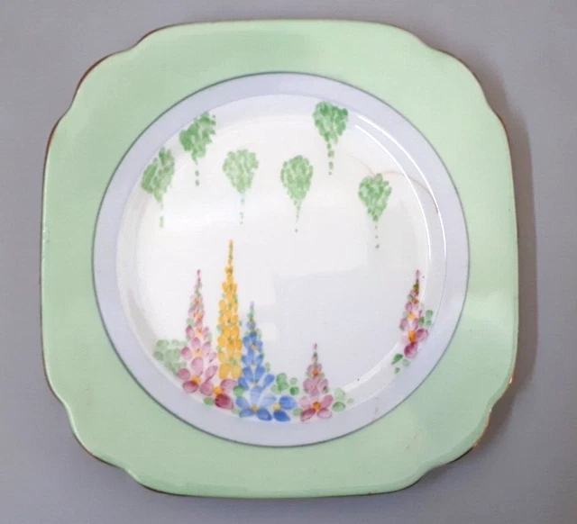 Queen Anne Fine Bone China Tea Plate Orphan. Foxgloves. Art Deco