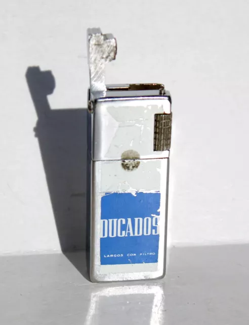 Rare Ancien Briquet Gaz Rechargeable - Roble Luna Gas - Ducados, Vintage Lighter 2