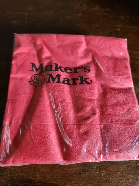 Makers Mark Whiskey Red Paper Beverage Cocktail Napkins 5 x 5 inches sealed pack