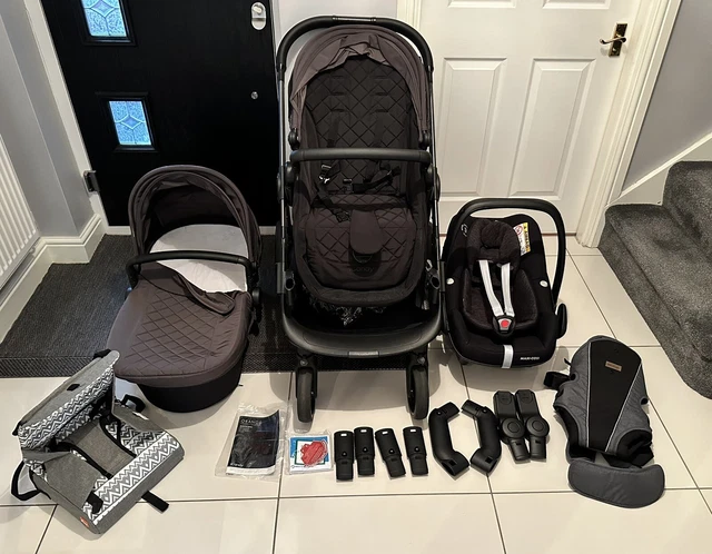 iCandy Orange double pushchair Maxi Cost iSize Car Seat + Travel Cot + 2 Bundle