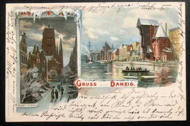 1902 Danzig Germany Christmas Greetings Postcard Cover To Berlin