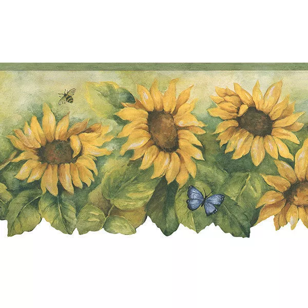 Sunflower with Light Green Edge Wallpaper Border BG71361DC