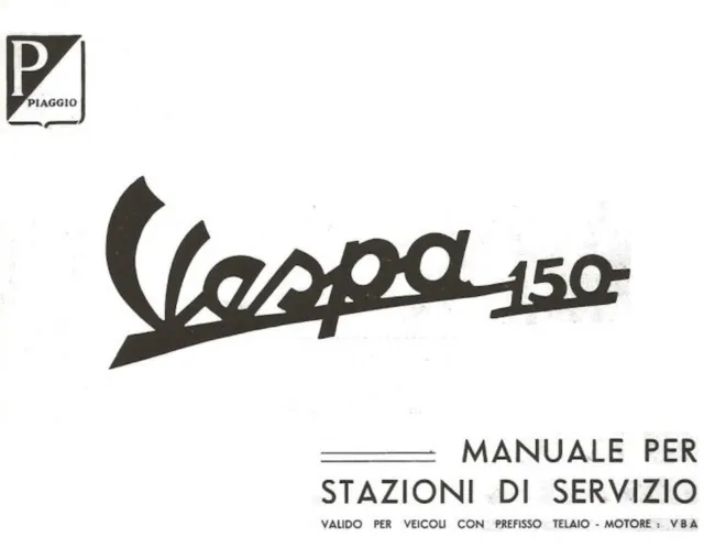 Cd Manuale Stazioni Servizio-Ricambi-Piaggio Vespa Telaio-Motore Vba 1958-1960
