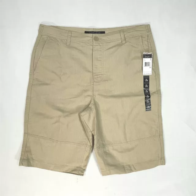 Sean John Bermuda Shorts Mens Size 36 Linen Blend Adjustable Waist Tabs Tan