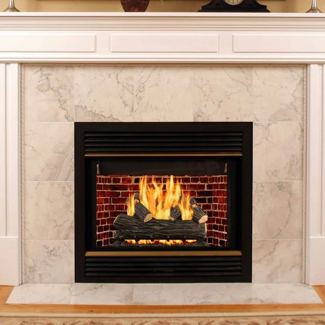 Chimenea de gas ventilada para el hogar agradable tronco 18" 45000-BTU doble quemador brillante ember
