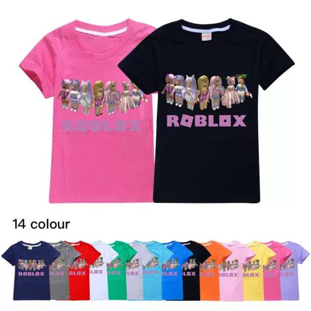 New Roblox Boys Girls Casual Short Sleeve 100% Cotton T-Shirt Tops Birthday Gift