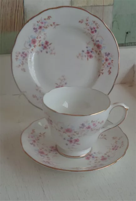 Pretty Vintage Duchess England Bone China Trio *Pink Floral 'Spinney' Pattern