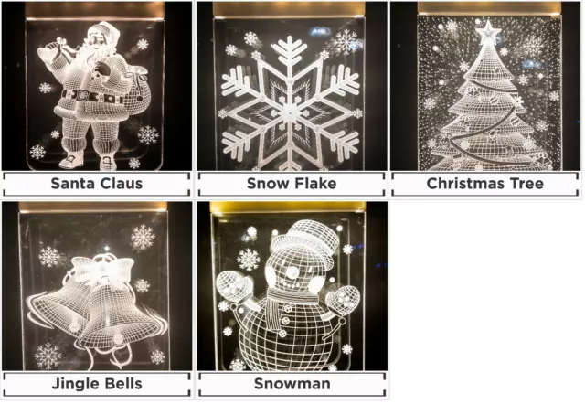 3D Hanging LED Christmas Window Lights  Snowflake Indoor Holiday Decoration 5pc 2