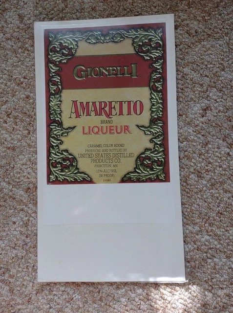 Gionelli Amaretto Liquor Marketing Advertising Laminated Label Poster 11"x 17"
