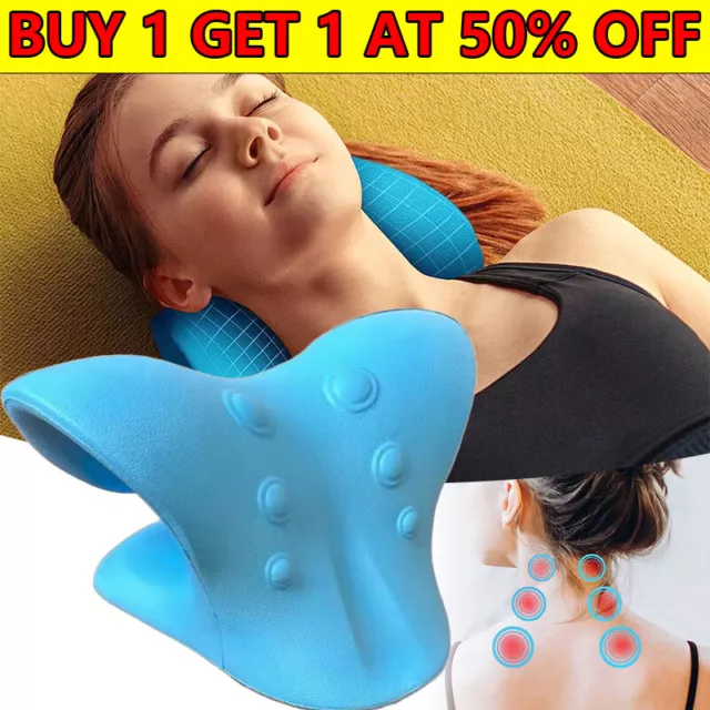 Neck Shoulder Stretcher Relaxer Cervical Chiropractic Traction Device Pillow UK