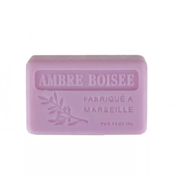 savon de Marseille enrichit au beurre de karité bio, parfum ambre boisée, 100g