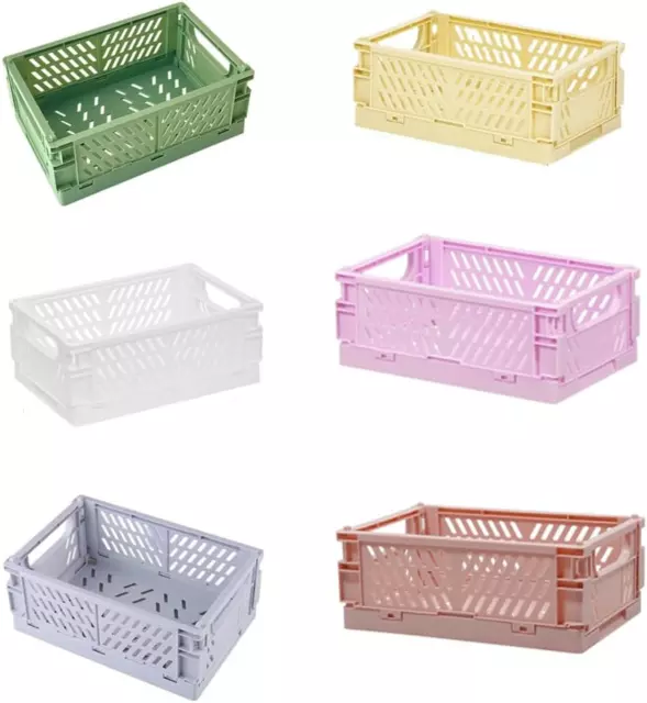 6 Pack Mini Folding Storage Baske, Mini Folding Baskets Plastic Shelf Storage Or