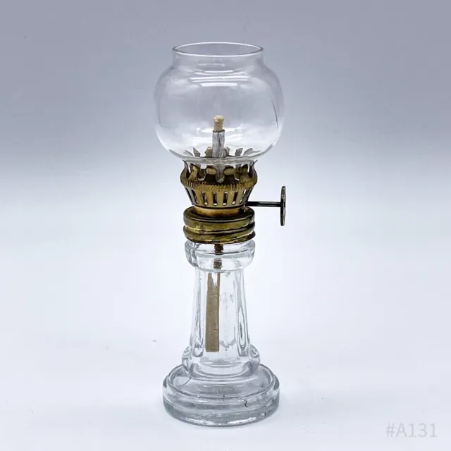 Vintage Lámpara de Aceite Cristal Con Messing-Fassung Hecho En Hong Kong 11,5cm