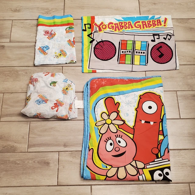 YO GABBA GABBA Toddler Bed 4 Piece Bedding Set Rare Vintage Retro
