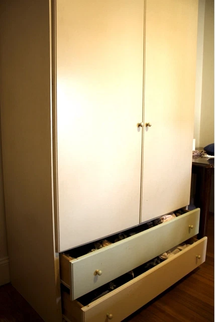 Korean Classic Ivory Wooden Wardrobe