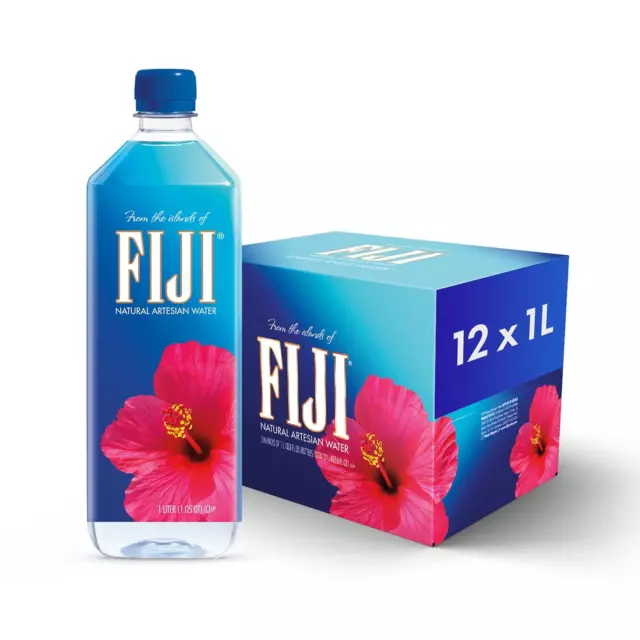 FIJI Natural Artesian Bottled Water 1 Liter / 33.8 Fl Ounce (Pack of 12)