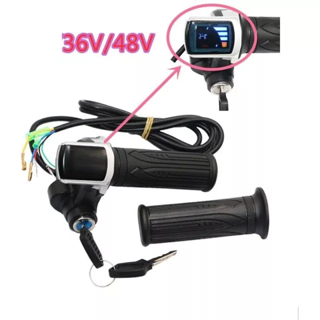 36-48V E-Bike Twist Throttle Electric Scooter Bicycle Grip Handlebar LED Display