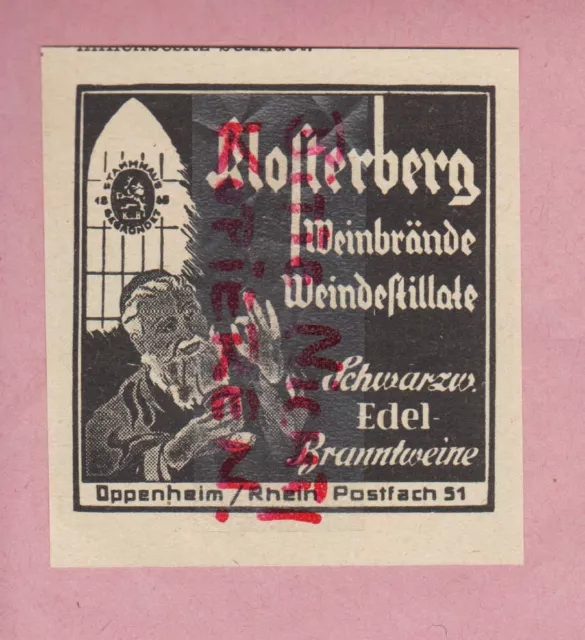 OPPENHEIM, Werbung 1954, Klosterberg Weinbrände Weindestillate Edel-Branntweine